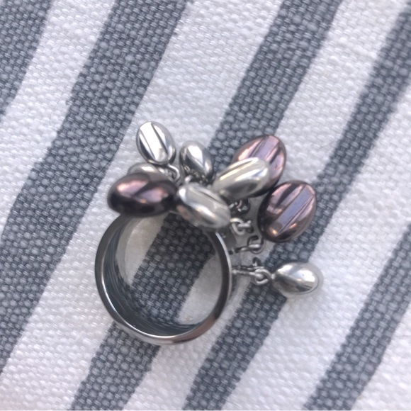 Two Tone Italian Design “Coffee Bean” Dangle Ring - Picture 1 of 5